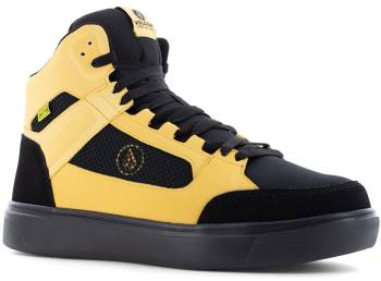 Zapato de trabajo, Volcom WGVM30239 Evolve, para hombre, negro/amarillo, con puntera de material compuesto, EH, Mt, estilo patinaje, de tobillo alto