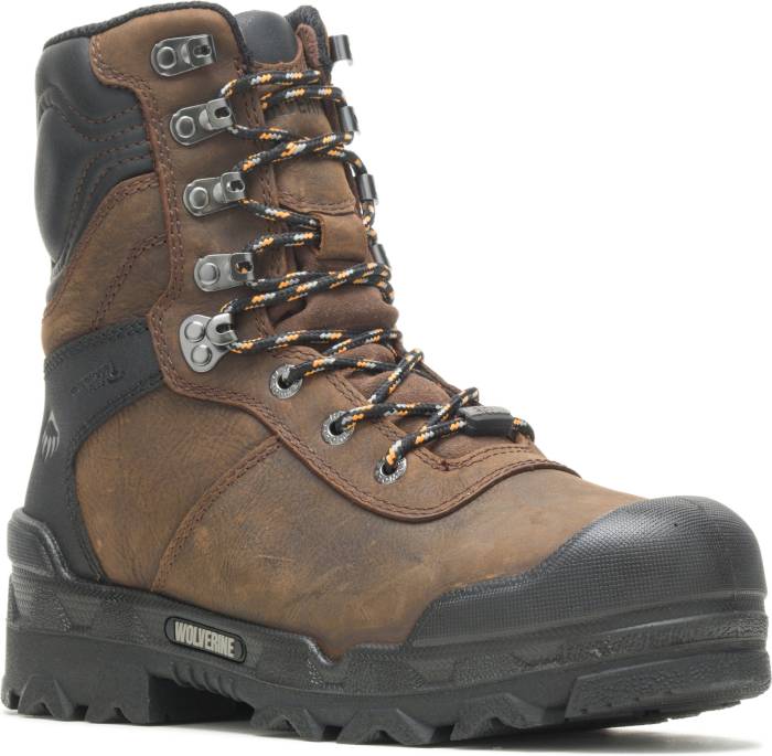 view #1 of: Wolverine WW10945 Warrior, Men's, Brown, Comp Toe, EH, Mt, WP, 8 Inch Boot