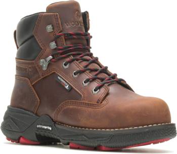 Wolverine WW221011 Hellcat Fuse DuraShocks UltraSpring, Men's, Brown, Comp Toe, EH, WP, 6 Inch, Work Boot